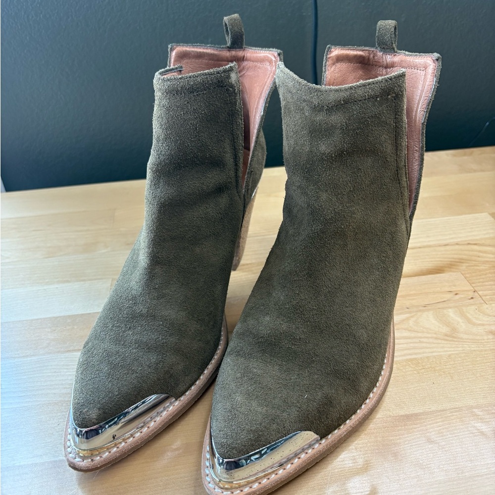 Jeffrey Campbell Green Silver Ankle Booties